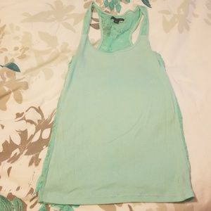 Teal tank top with lace back